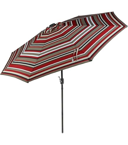 Sunnydaze Outdoor Patio Umbrella with Tilt & Crank, Awning Stripe, 9ft