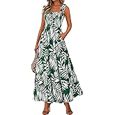 PRETTYGARDEN Womens Summer Dresses Floral Sleeveless Smocked Maxi Dress Boho Spaghetti Strap A Line Flowy Beach Long Sundress