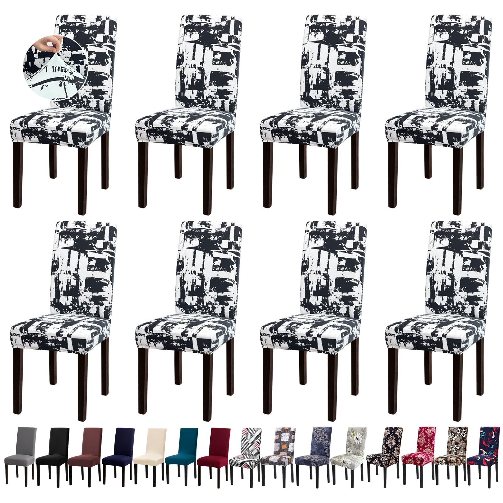 Fafua Chair Covers, Stretch Kitchen Chair Covers/Dining Chair Covers for Dining Room 8 Pack, Removable Washable Dining Chair Slipcovers for Home, Hotel, Banquet Image