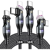 AUFU 240W USB C to USB C Cable 10ft(2Pack), USBC to USBC Dual Head 180° Rotation/C to C Cable/High Speed USB C Cable/USB C Fast Charging Cable for Phone 16/15/Ma-Book/Pad Series, Samsung Galaxy Series