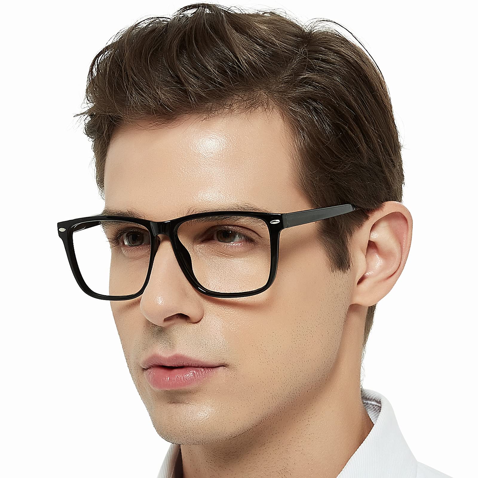 OCCI CHIARI Classic Men's Reading Glasses 1.75, Rectangle Readers for Men, Medium Frame Glasses for Reading Spring Hinge (Black, 175)