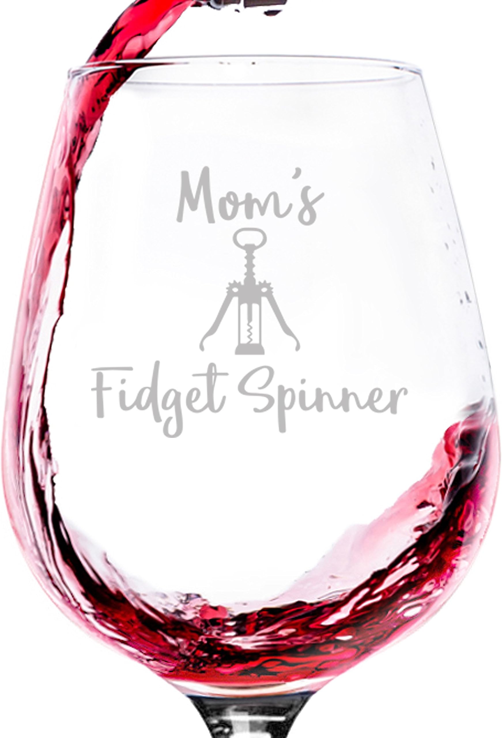 Funny Mom Gifts - Wine Glass: Mom's Fidget Spinner - Best Mother's Day Gifts for Mom, Women - Unique Gag Birthday Gift Idea from Husband, Son, Daughter - Fun Novelty Present for Wife, Friend, Sister