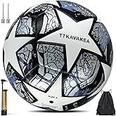 TTKAVAKEA Soccer Ball Size 5,Waterproof PU Leather,Official Match Ball