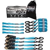 Tie Down 1 inch x 15 ft Blue Ratchet Strap, 4-Pack Kit - 2200 lbs. Breaking Load Limit