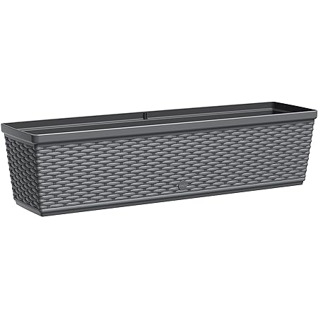 Emsa 515025 Blumenkasten für den Balkon, Länge 75 cm, Selbstbewässerungssystem, Granit, Casa Mesh