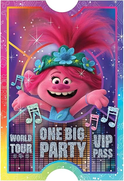 Amazon Co Jp Amscan トロールズ ビッグパーティープリント招待状 8枚 文房具 オフィス用品