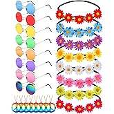 jxzdle Hippie Accessories, 24 Pieces 70S Party Christmas Decorations Women Costume Accessories Includes 8 Pcs Peace Sign Necklaces, Sunflower Hippie Headbands , Hippies Glasses For Girls