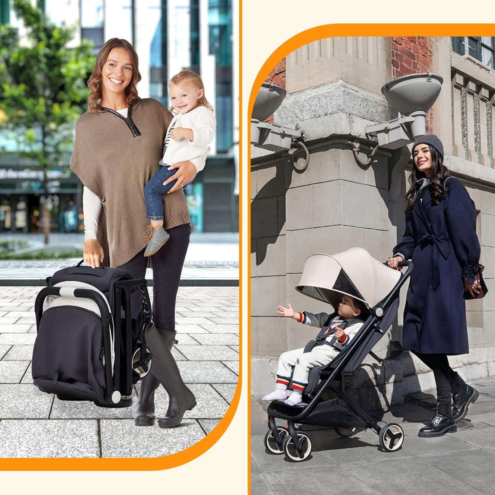 Lightweight Baby Stroller, Compact Umbrella Stroller with Adjustable Canopy/Footrest/Backrest, One-Hand Folding Newborn Infant Stroller for Airplane Friendly(Grey)