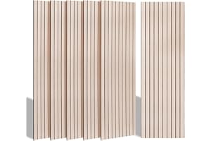 BUBOS 10 Pack Large Acoustic Panels, 48"X 12"X 0.4" Sound Proof Panels for Walls,Decorative Self-Adhesive Acoustical Wall Panels,3D Slat Sound Panels for Home Office Studio (Camel 01)