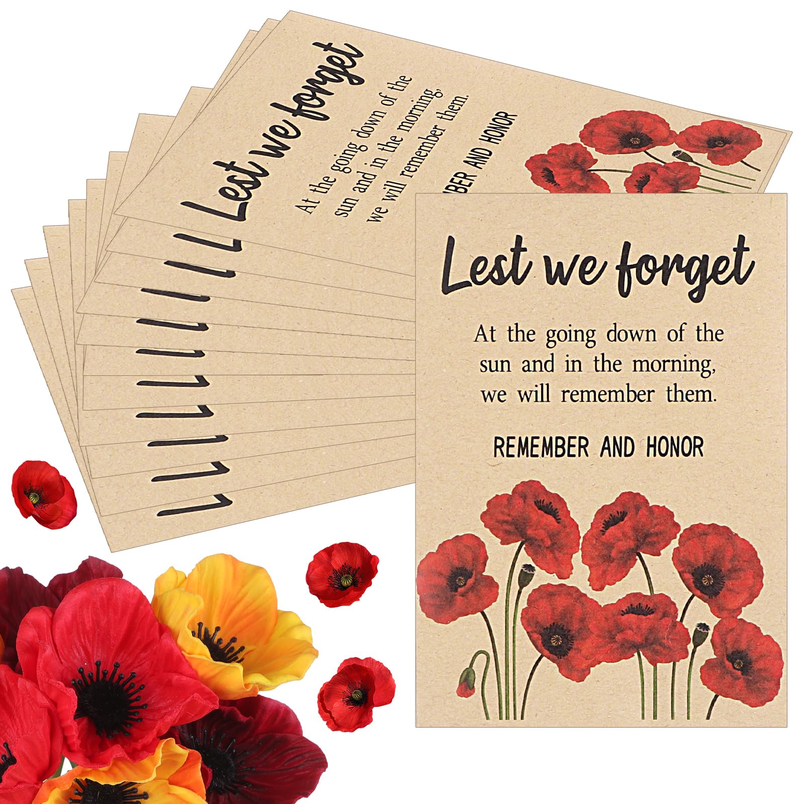 View 1 of 100 Pcs Poppy Memorial Day Envelopes/Mustard Seed of Faith Envelopes No Seed (Contemporary)