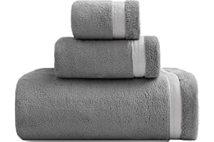 XIQ 40x80 Inches Bath Sheets Extra Large Bath Towels Set Super Soft Quick Dry Luxury Microfiber Shower Towels for Bathroom Grey,3PCS