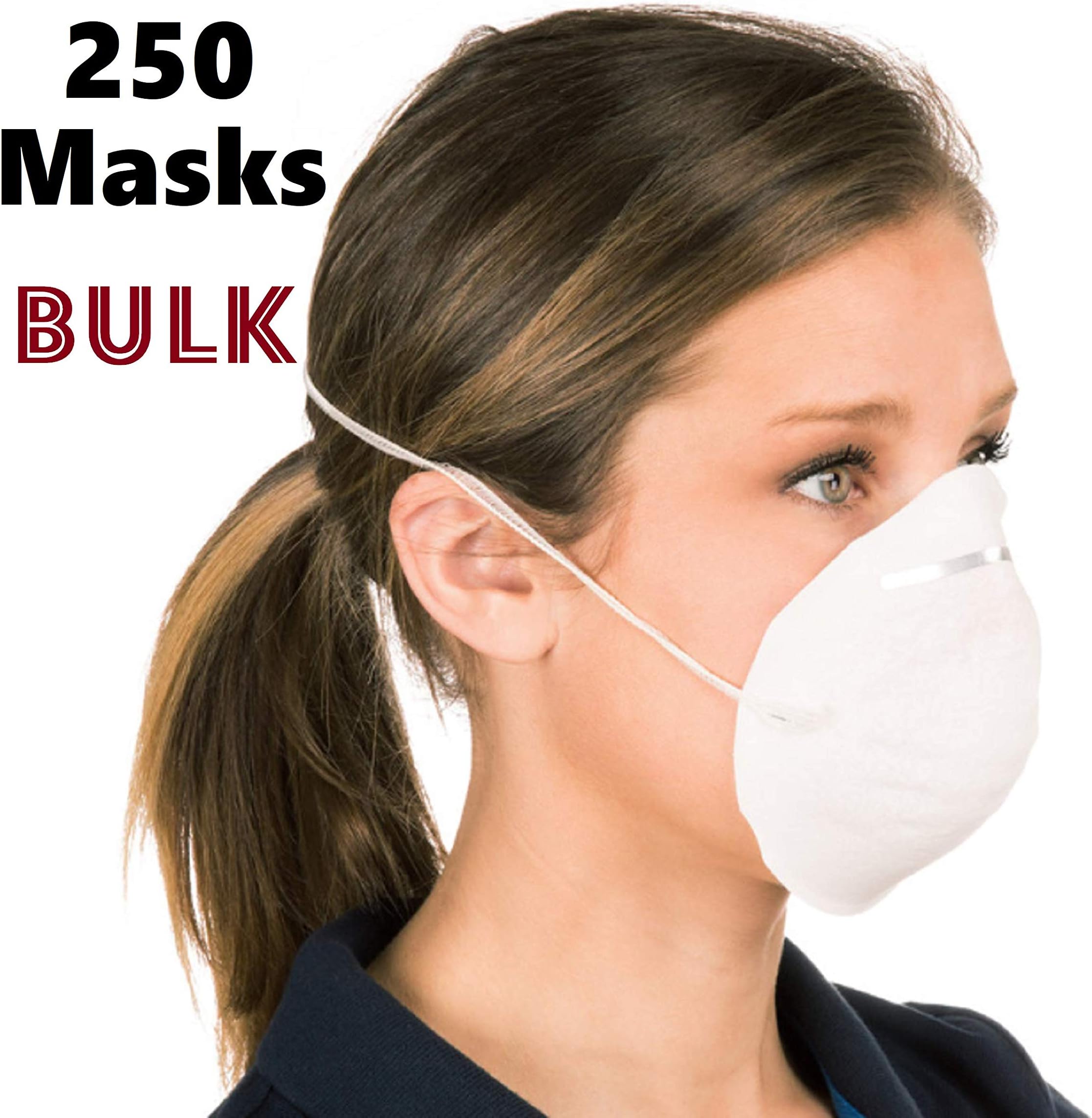 Block Number C105 Disposable Non-Toxic Dust & Filter Safety Masks for Dust Pollen Germs and Irritants; Seasonal Allergy Protection Mask; One Size Fits All (250)