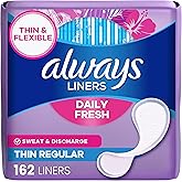 Always Panty Liners for Women Thin No Feel Protection Daily Liners, Regular, Unscented, 162 Count