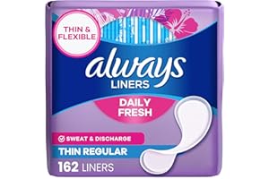 Always Daily Fresh Thin Liners, Regular Absorbency, Unscented Panty Liners, 162 Count