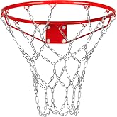 LAO XUE Heavy Duty Chain Basketball Net Replacement,21 Inches Metal | Rust Proof with 12 S-Hooks,Fits All Standard Hoops Outdoor