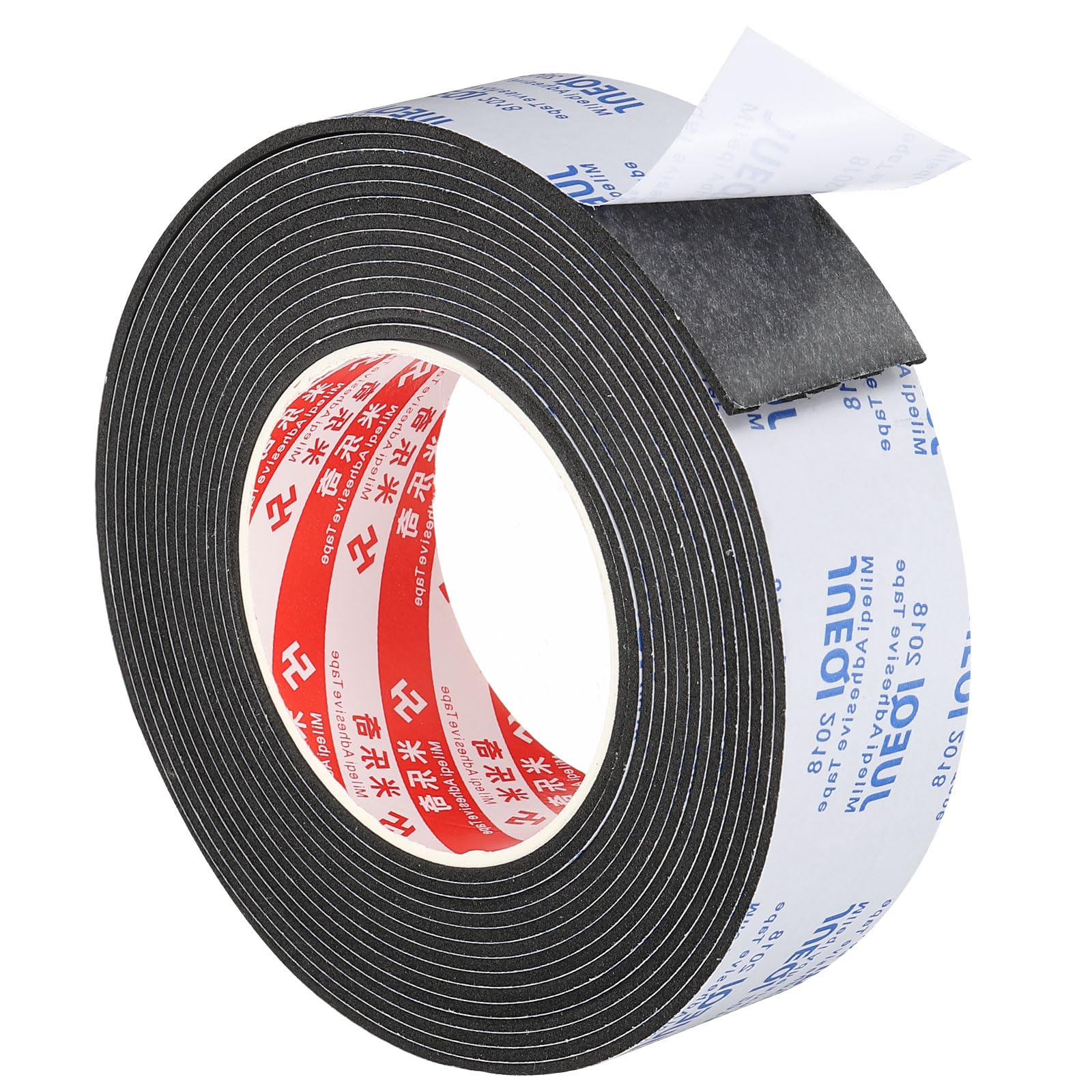 PATIKIL 5m/16.4ft Sealing Foam Tape, 40mm Wide 2mm Thick Single Sided Weather Stripping Door Furniture Seal Strip for Window Pipes Insulation, Black