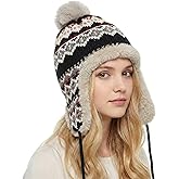 Kejea Winter Women Knit Beanie Hat Ear Flaps Trapper Hat Men Toque Warm