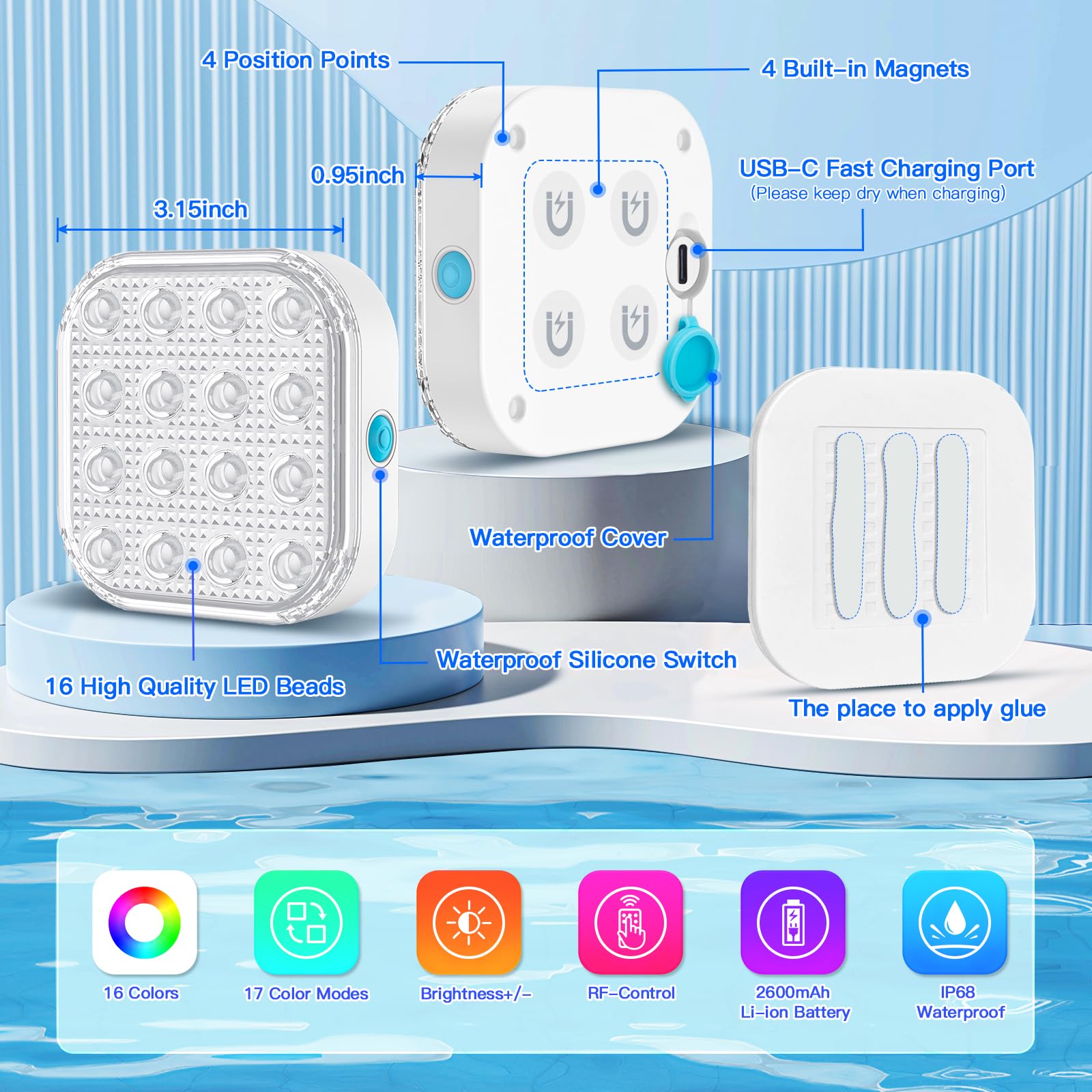 Mua Submersible LED Lights with Remote, Waterproof Underwater LED Light ...