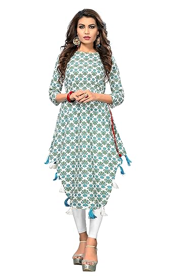 Navabi Export Womens Multicolor Cotton Fabrics Trail Cut Kurta (VF-KU-162)