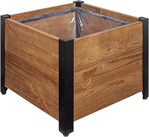 AmazonBasics Recycled Wood Square Garden Planter - 17.75" x 17.75"