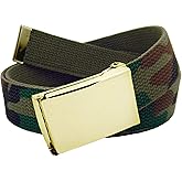 Build A Belt Women's 1.25" Wide Gold Flip Top Belt Buckle with Canvas Web Belt