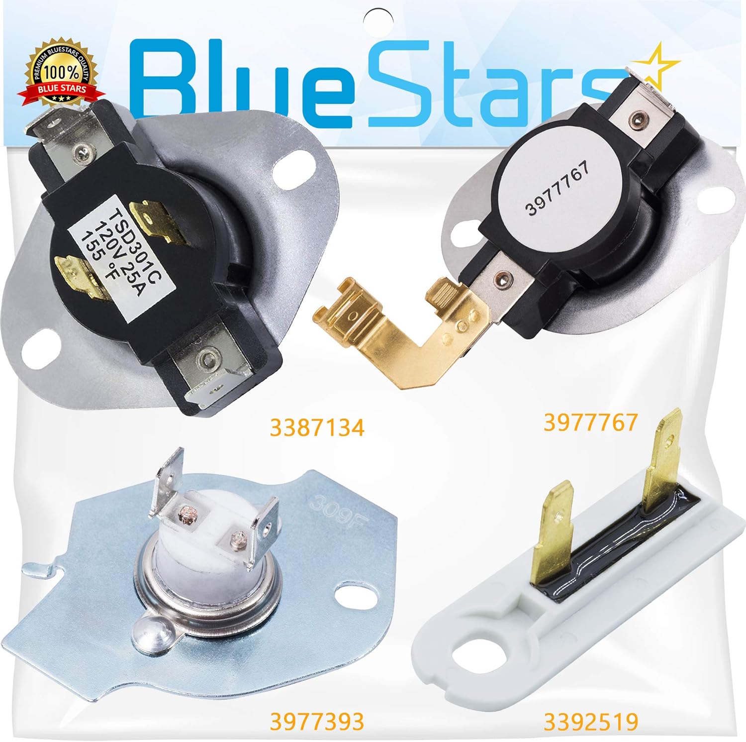3977393 Thermal Fuse 3977767 Dryer Thermostat 3392519 Dryer Thermal