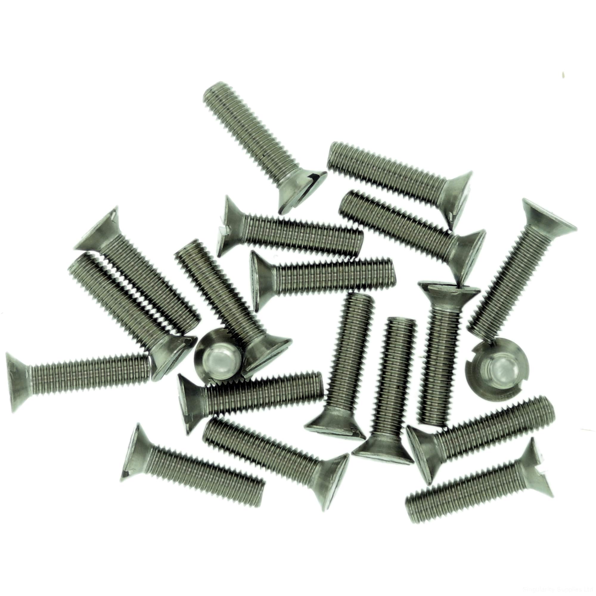 M5 (5mm x 22mm) Slot Countersunk Machine Screw (Bolt) - Stainless Steel (A2) (Pack of 20)