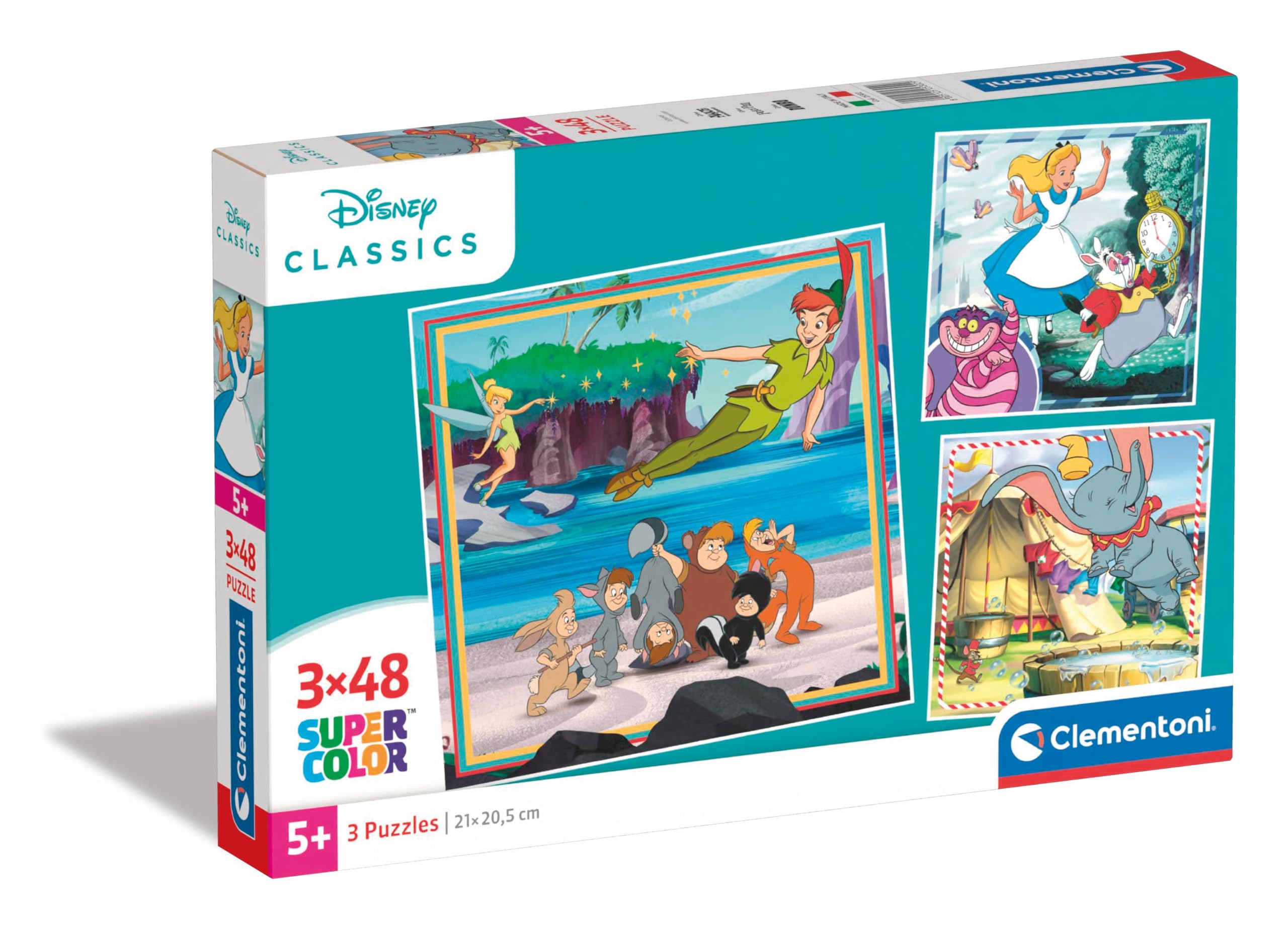 Clementoni - 25302 - Supercolor Puzzle - Disney Classics - 3x48 Pieces (3 Puzzles Included), Jigsaw Puzzle For Kids Age 5, Puzzle Cartoon, Made In Italy