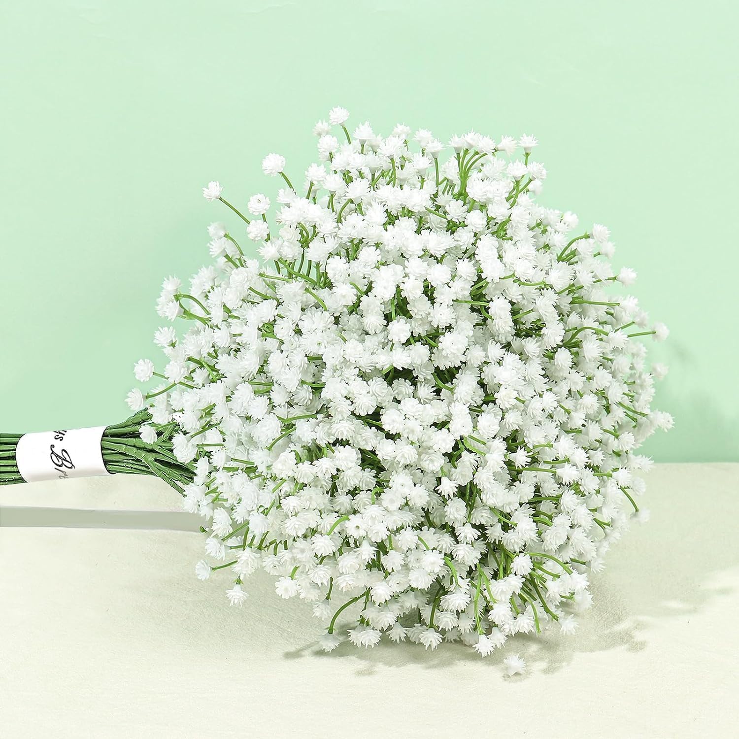 DEEMEI 15Pcs Artificial Babys Breath Flowers, Artificial Gypsophila White Fake Flowers Bouquets Real Touch for Arrangements Wedding Home Decor Table Party DIY Wreath, White