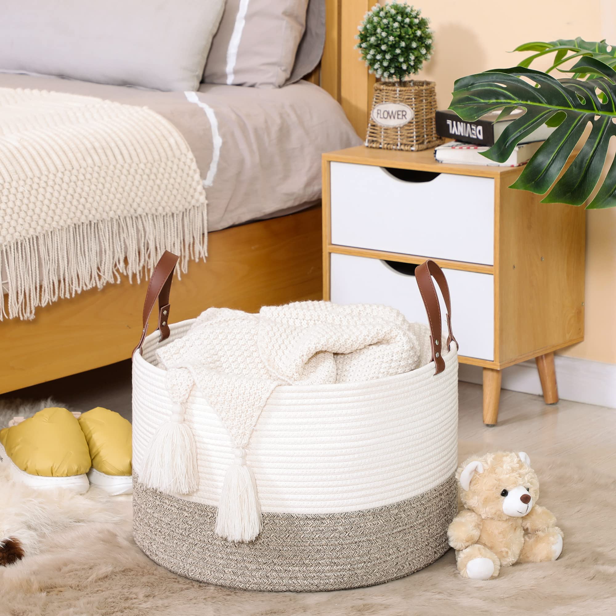 KAKAMAY Large Blanket Basket (20