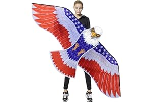 HONBO Huge Patriotic Eagle Kites for Adults and Kids,Easy to Fly for Beach Trip, Outdoor Activities-Wingspan 73”-200ft Line with Swivel-Bonus Durable Polyester Bag