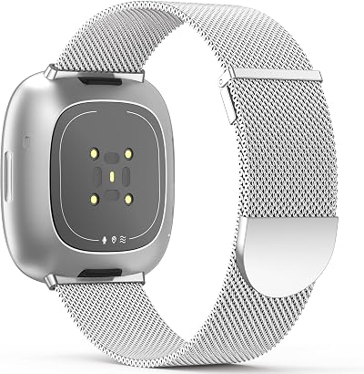 Higgs Strap for Fitbit Versa 3/4 Sense 2 Stainless Steel Mesh Band Silver