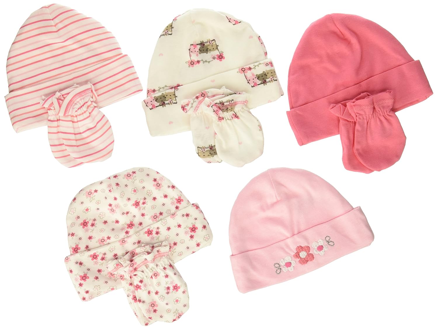 Gerber Baby Girls' 9-Piece Cap and Mitten Bundle