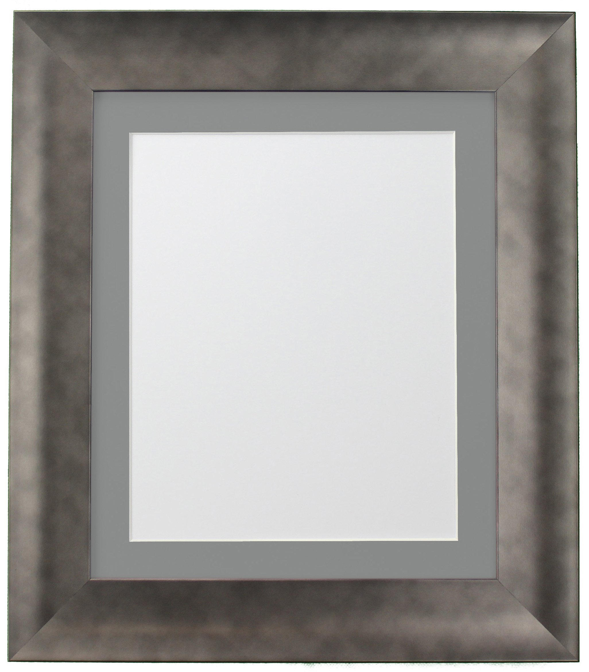 FRAMES BY POST Hygge Picture Photo Frame, Pewter with Dark Grey Mount, A4 Image Size 9 x 6 Inches