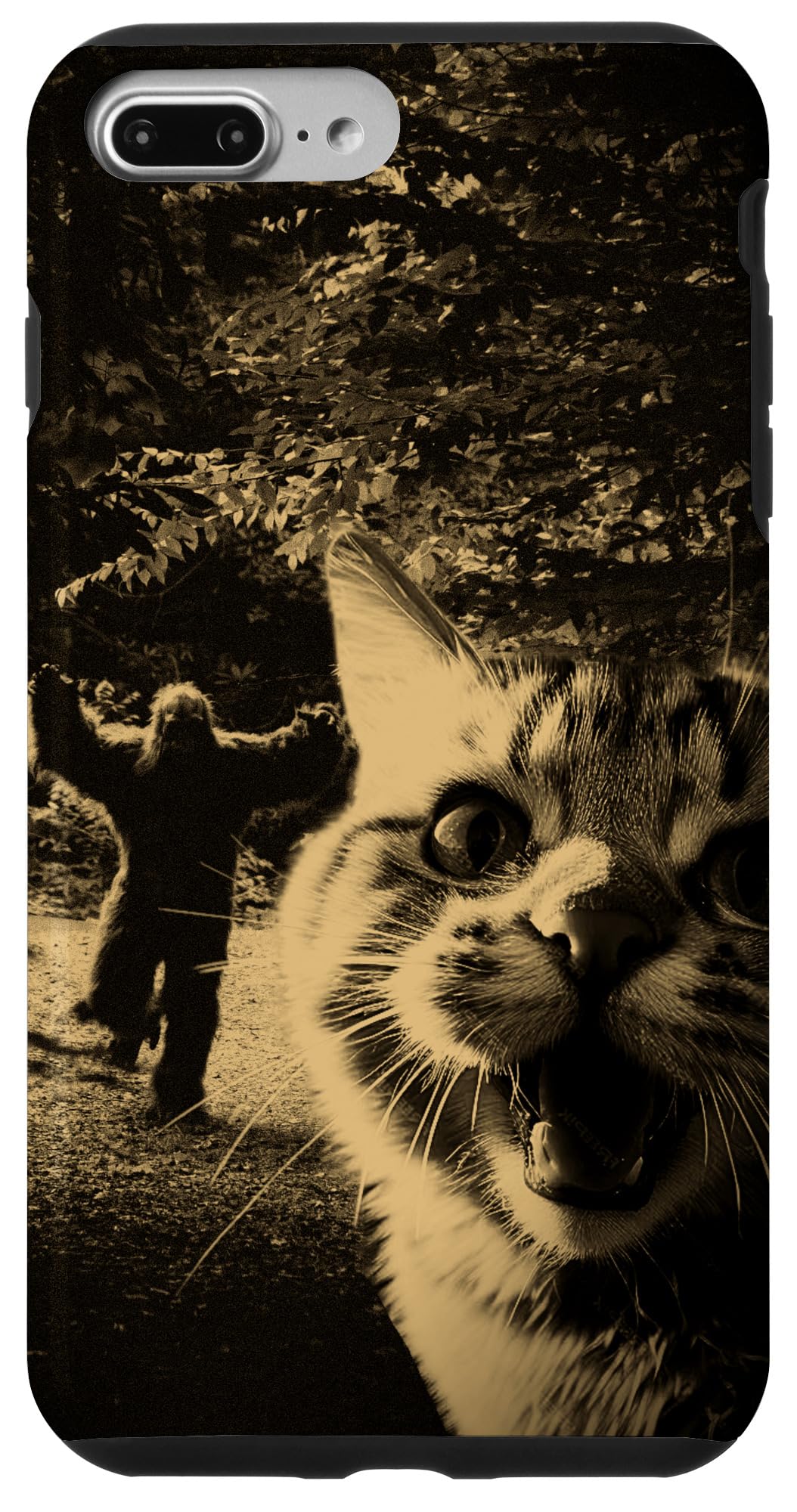 iPhone 7 Plus/8 Plus Cat meme | Funny Surprised Scared Cat Selfie With bigfoot Case