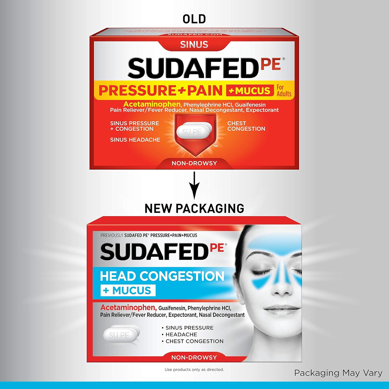 Sudafed PE Head Congestion + Mucus Tablets for Sinus Pressure, Pain & Congestion, 24 ct: Health & Personal Care
