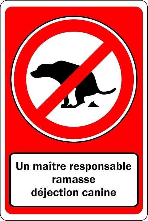 Panneau "Déjection Canine Interdite" PVC 240 Mm - Signalétique Extérieur/Intérieur - Français
