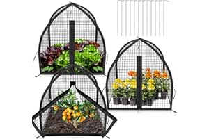 KCULEHTLLA 3 Pack Pest Guard Cover, 22x22x22 inches Mesh Gardening Net with Zipper Door, Stainless Steel Nail Plant Cover for Protect Plants Vegetables Fruits Shrubs from Squirrel Bird Animal Eating