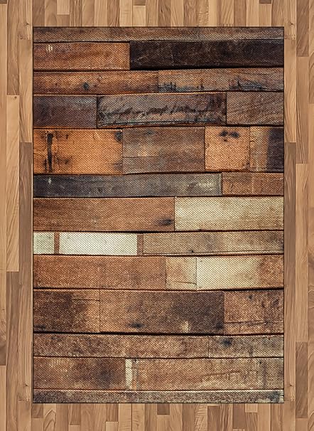 Amazon Com Ambesonne Wooden Area Rug Rustic Floor Planks Print