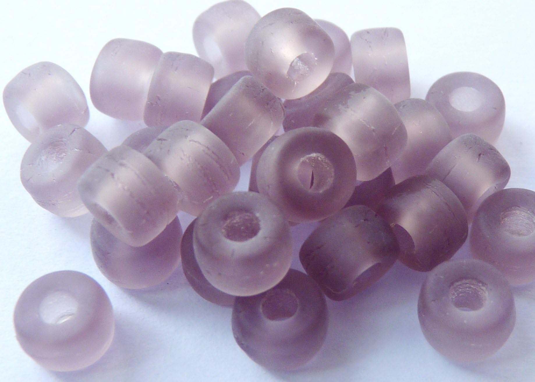 Lenka Republika 50 (PCS) X 6mm LARGE HOLE RING SPACER RONDELLE PONY CROW CZECH GLASS BEADS - SATIN AMETHYST PURPLE - F005