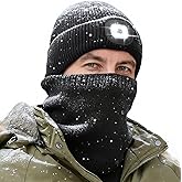 MELASA Winter Fleece Lined Beanie with a Light Scarf Gift Set for Men, Ski Mask Thermal Cold Weather Gear for Outdoor