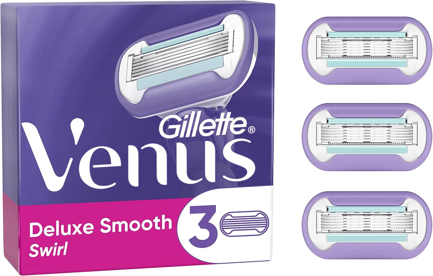 Gillette Venus Swirl Razor Blades for Women Pack of 3 Refill Blades (Packaging May Vary)