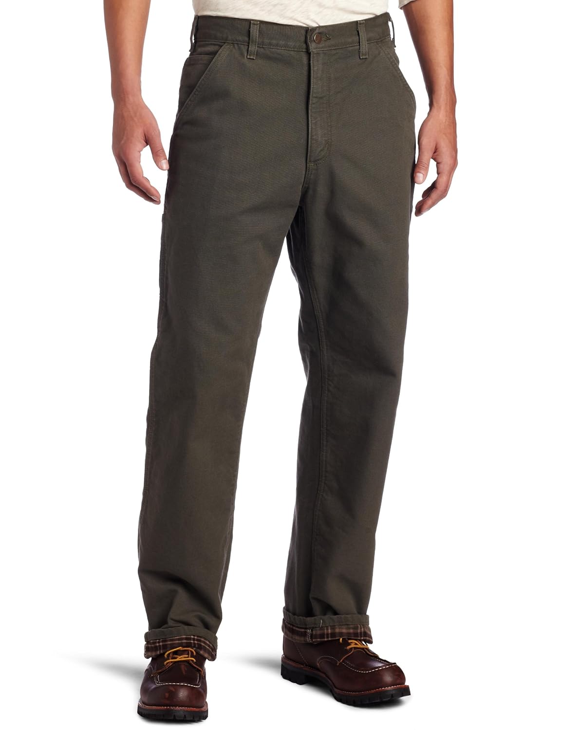 carhartt men's washed duck work dungaree flannel lined b111