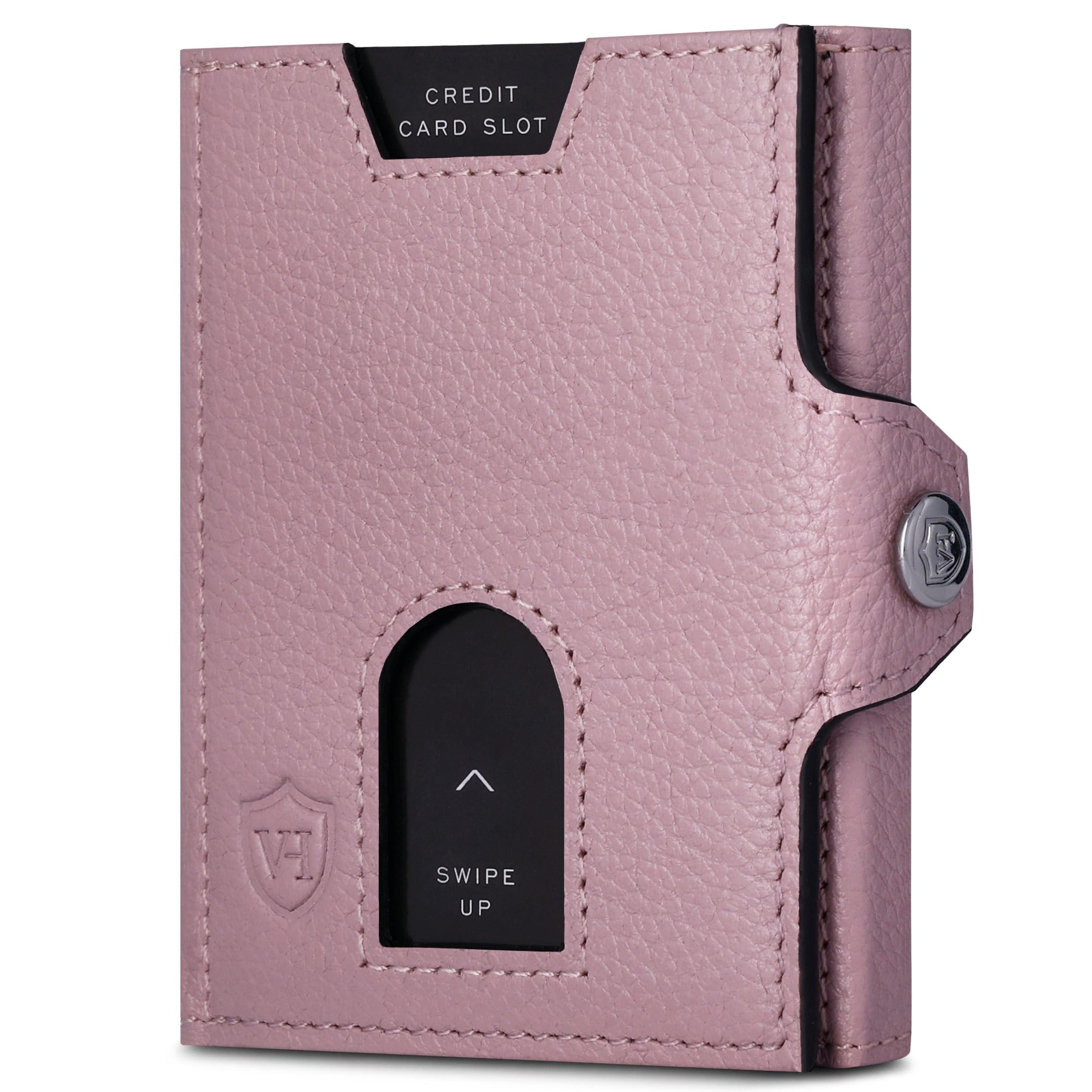 VON HEESEN Slim Wallet mit XL Münzfach & RFID Schutz - Leder Geldbörse Herren klein - Mini Geldbeutel Damen Portmonee - Kartenetui Echtleder Karten Portemonnaie - Kreditkartenetui Lavendel