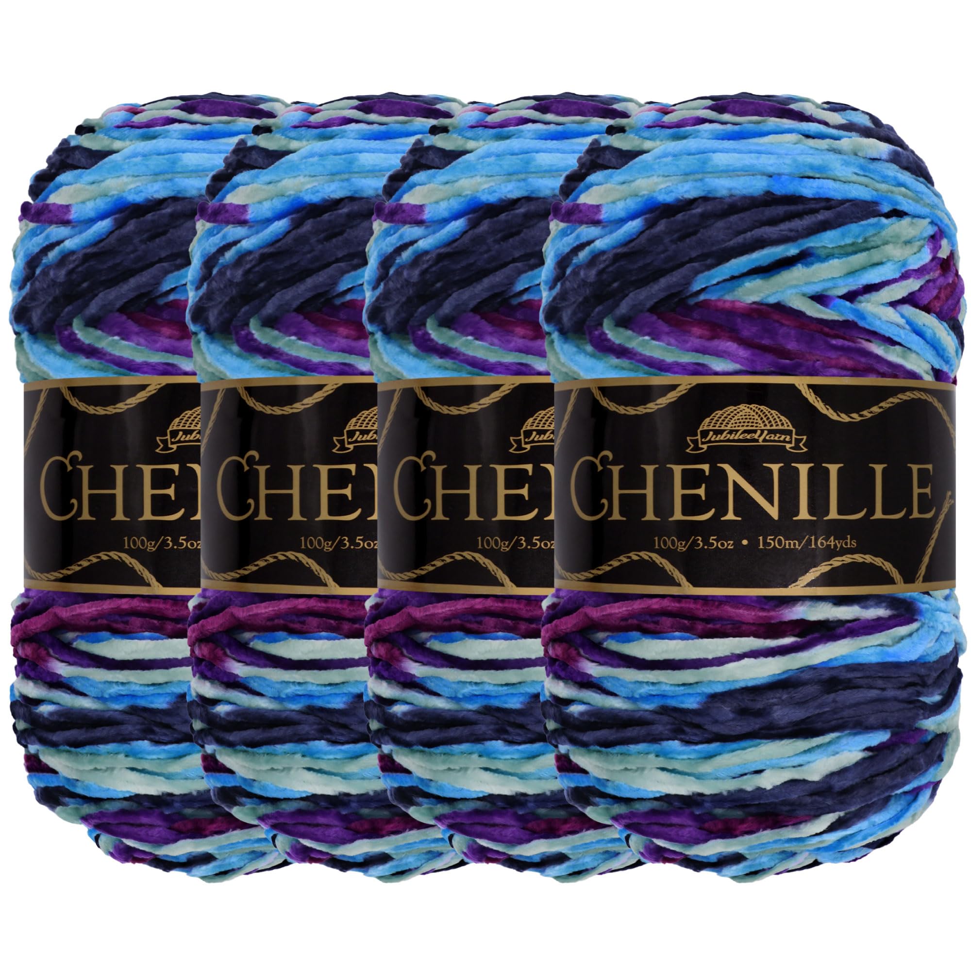JubileeYarn Chenille Yarn - Worsted Weight - 100g/Skein - Nibiru - 4 Skeins