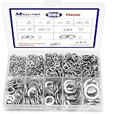 1000 Pcs Spring Lock Washers Assortment Kit &ndash; 9 SAE Sizes Split Lock Washers, 304 Stainless Steel Washers for Screws and Bolts (#4, #6, #8, #10, #12, 1/4", 5/16", 3/8", 1/2")