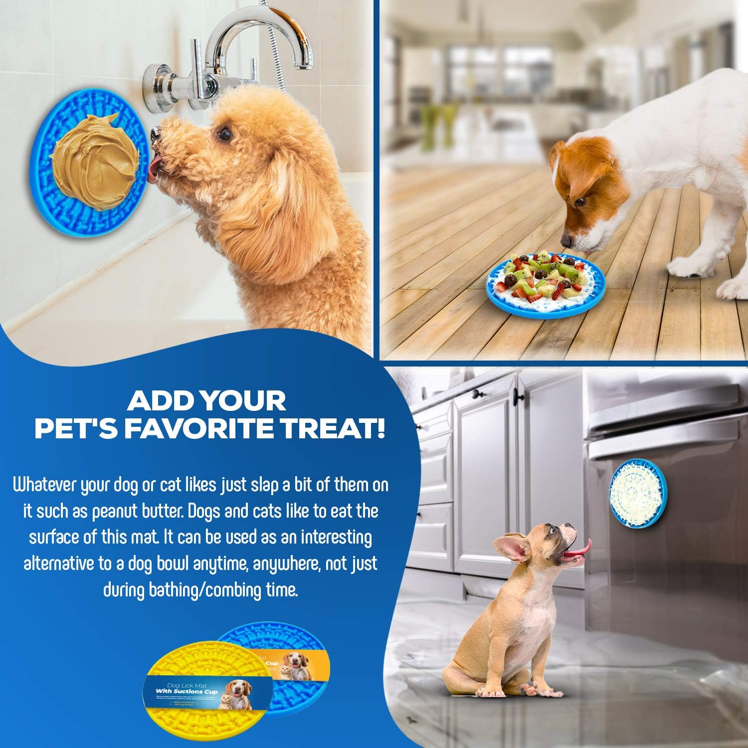 SIMYAH Dog Lick Mat Grooming Brush - Bathing Lick Mat for Dogs Bath Scrubber Licking Pad for Dog Wash with Strong Suction Grooming Dog Bathing and Slow Feeder Dog Trainer