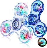 Gigilli Glow Fidget Spinner 2 Pack LED Light Up Crystal 3 Modes