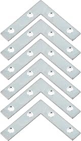 Merriway BH00143 5 Pcs Flat Corner Brackets 75mm Zinc Plated Repair Plates view 1