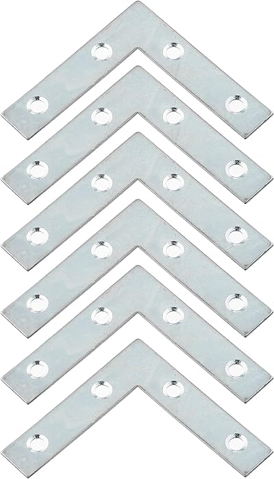 Merriway BH00143 5 Pcs Flat Corner Brackets 75mm Zinc Plated Repair Plates